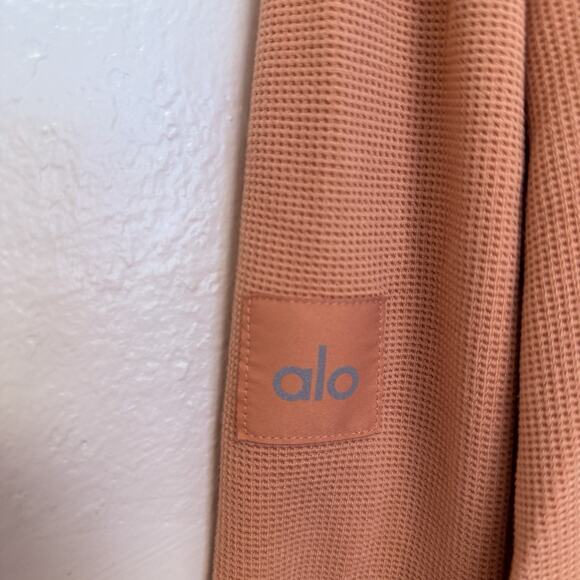 Alo Waffleknit Hoodie Dusty Pink Athleisure Oversized Boxy Preppy Large? - Picture 4 of 7